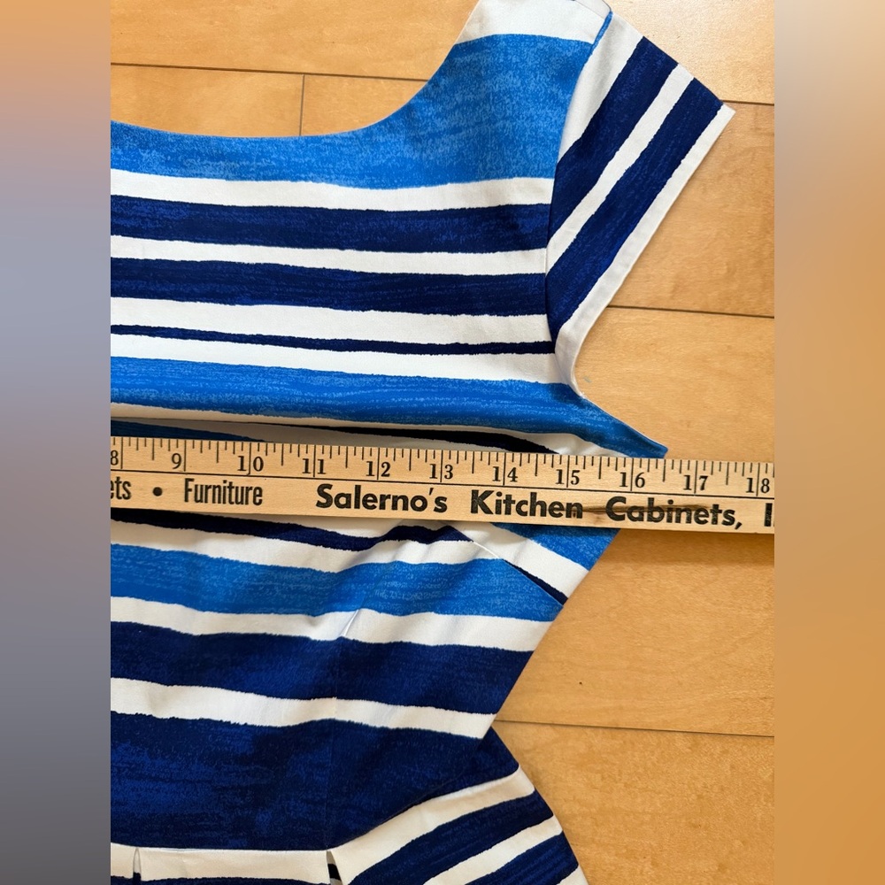Kate Spade New York “Mariella” Striped Dress with Pleated Flare Skirt - Blue - 4 - Picture 10 of 16